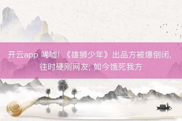 开云app 唏嘘! 《雄狮少年》出品方被爆倒闭, 往时硬刚网友, 如今饿死我方