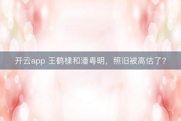 开云app 王鹤棣和潘粤明，照旧被高估了？